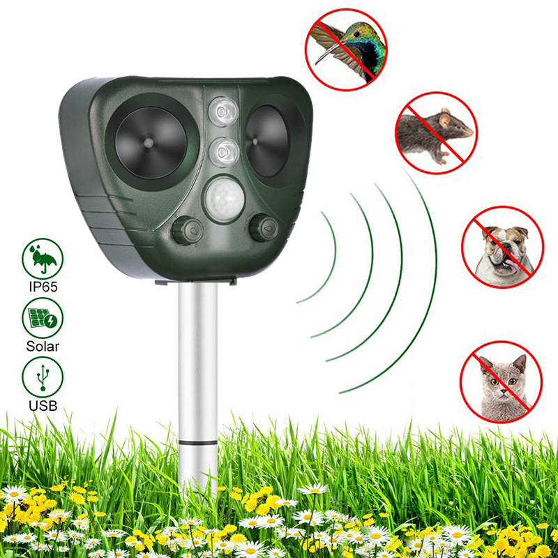 Repelente solar para exteriores, repelente de perros, repelente de ratas, repelente ultrasónico de pájaros con sonido y luz, repelente de animales para exteriores image 5