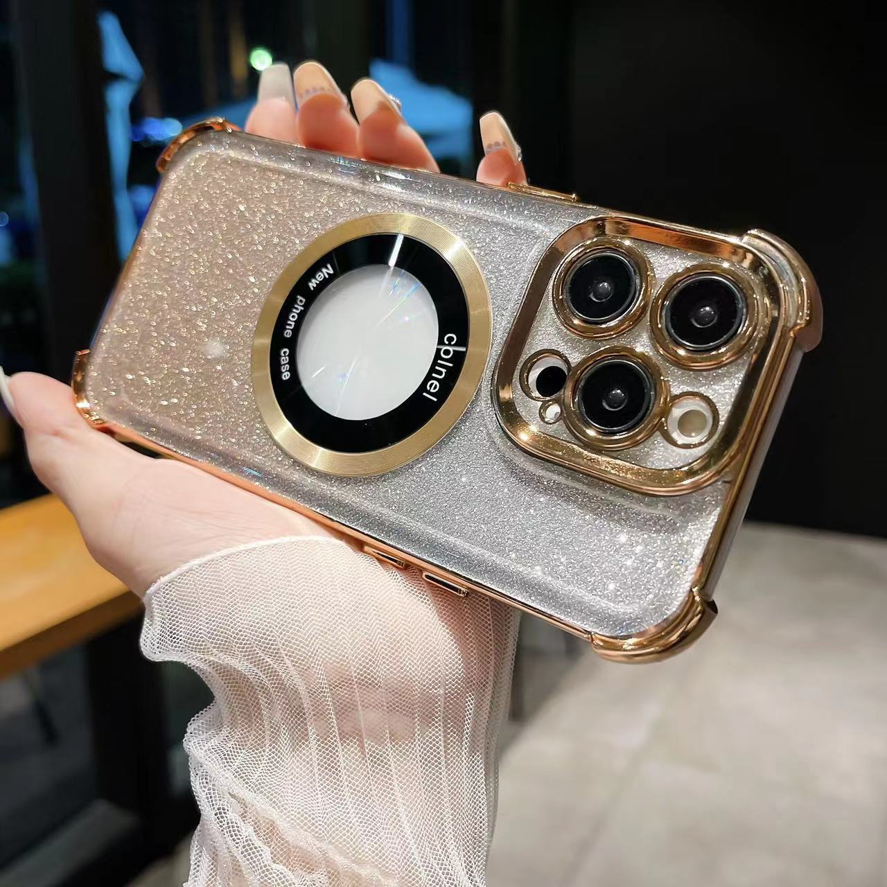 Gradiente de color de succión magnética Apple 15Promax de cuatro esquinas resistente a caídas de la manzana 13/12/11 caja del teléfono para IP14/13P