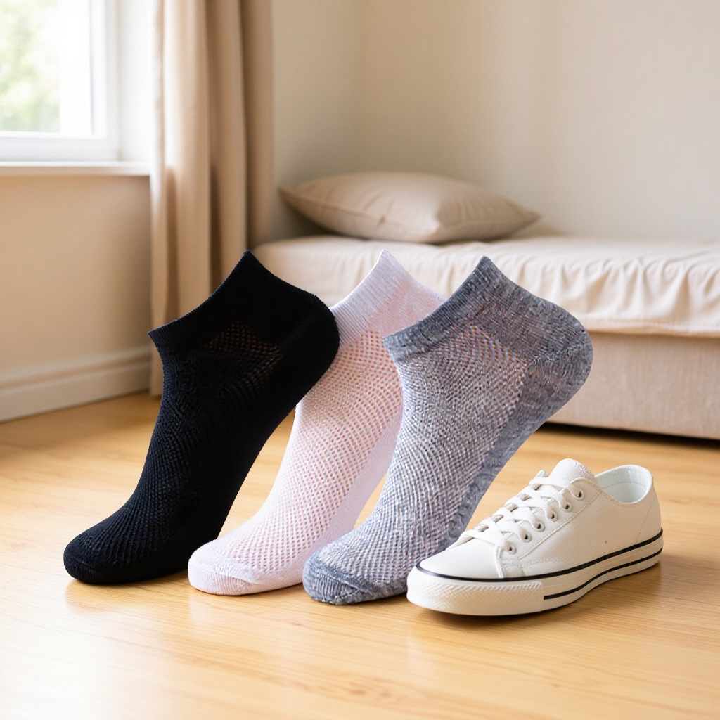 Spring and Summer Thin Breathable Mesh Socks for Men and Women Solid Color Invisible Socks Sweat-Absorbent and Deodorant All-Season Socks