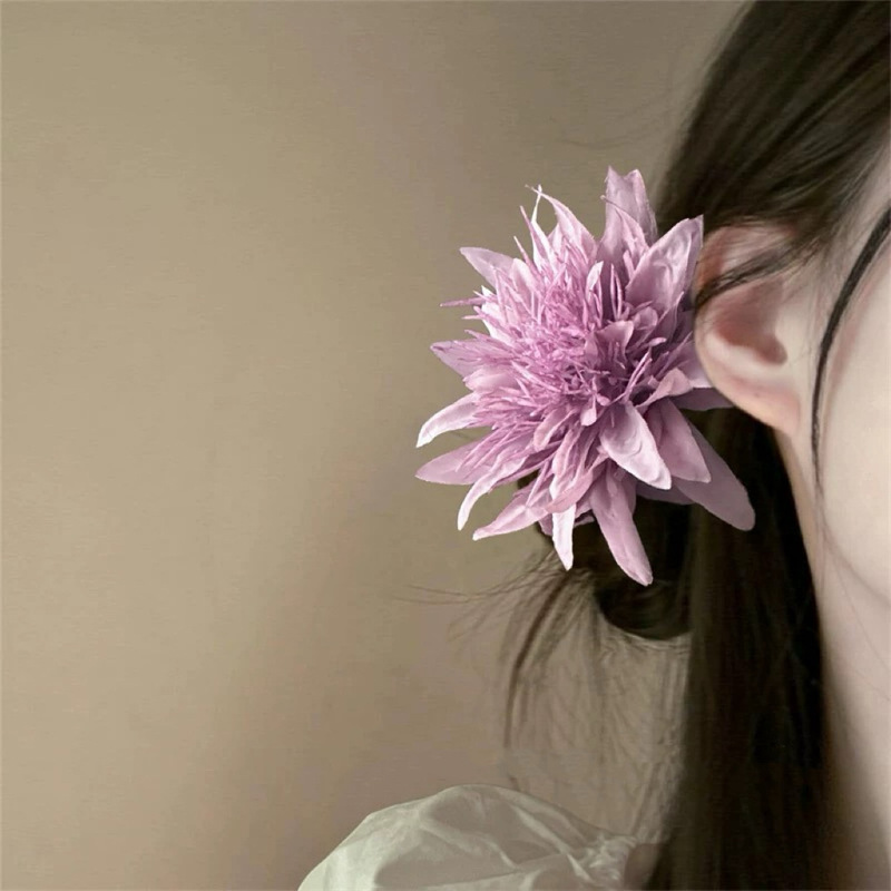 Purple Flower Sea Super Fairy Lily Simulation Flower Purple Anemone Hairpin Side Atmosphere Feeling End of Mirror Headwear Hair