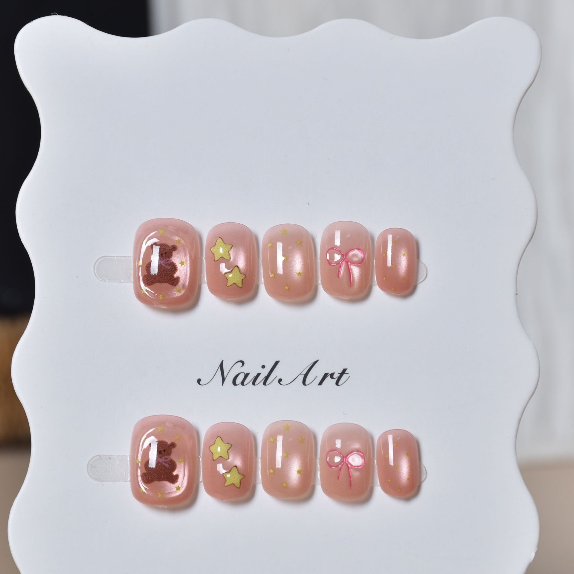 Usar uñas ojo gato manicure osos estrella adorable frijoles parches de uñas manicure al por mayor fabricantes blanqueadores