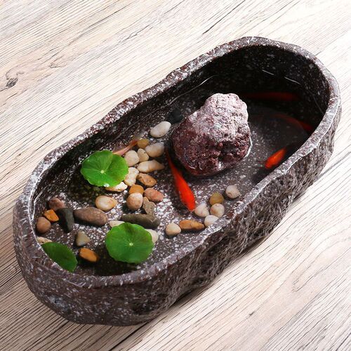 Ceramic fish tank non-porous hydroponic water culture copper coin bowl lotus water lily narcissus creative imitation stone special basin fish tank