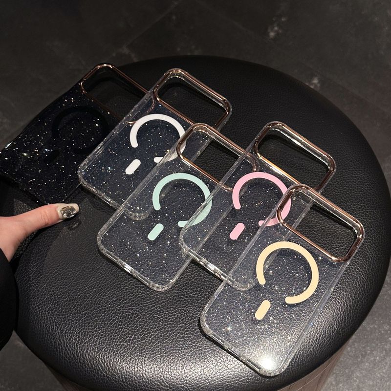电镀镜框金光闪粉适用iPhone17手机壳亚克力透明磁吸苹果16保护套|undefined
