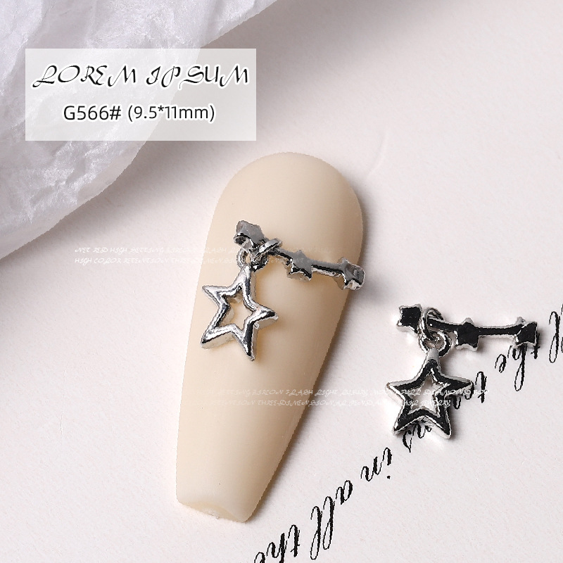 Nueva celebridad de internet luz de lujo circón amor super flash perla mariposa colgante cadena de uñas estrella de plata diamante conejo pequeño diamante image 12
