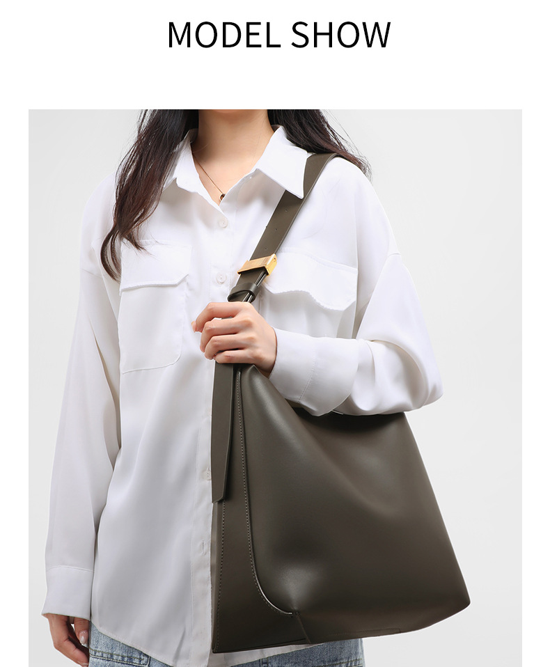 Túi tote nữ kiểu mới túi xô sức chứa lớn đeo vai đi làm — Màu xanh rêu đậm (viney), Màu xanh rêu đậm (phiên bản công khai) chi tiết 9