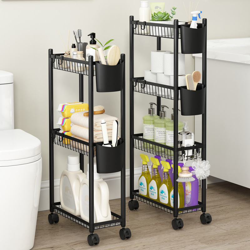 Gap Storage Rack Kitchen Bathroom Multi-Layer Storage Rack Multifunctional Floor-Standing Storage Movable Trolley Cross-Border