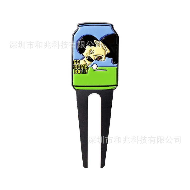 高尔夫果岭叉可折叠配磁性马克金属球位标多功能弹出式修复叉铲草|undefined