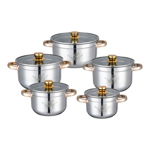 Foreign Trade Export 5 Piece Set Pot Household Stainless Steel Set Pot Kitchen Cooking Soup Pot Southeast Asia Africa Pot