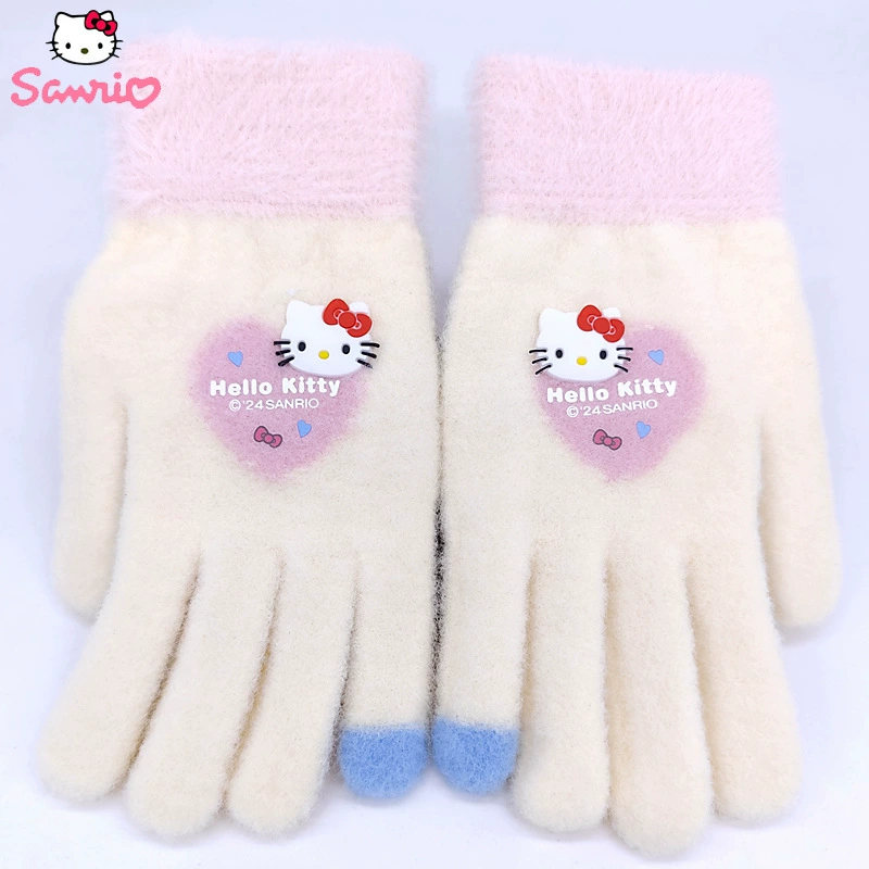 Вязаные дорожные утеплённые мультяшные перчатки Sanrio, для подростков