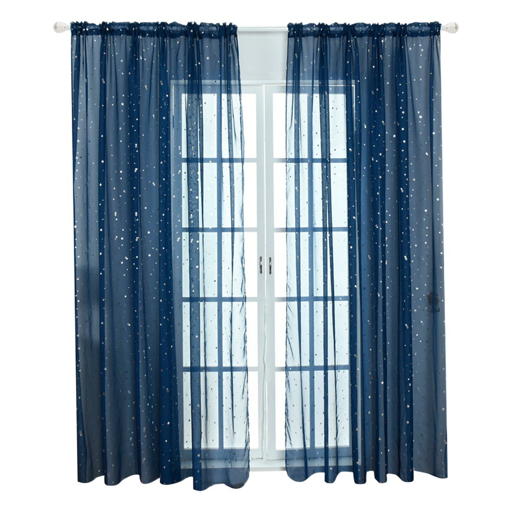 Estampado de plata estrella ventana pantalla cortina Comercio exterior transfronterizo terminado cortina dormitorio sala de estar Internet celebridad ventana pantalla fábrica directa al por mayor