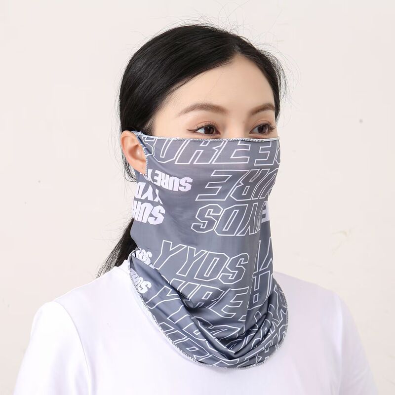 夏薄型男性と女性の屋外サイクリング日焼け止めマスクアイスシルクサンシェードマスク抗 UV 耳掛けベール|undefined