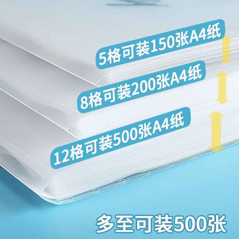 A4 carpeta de múltiples capas bolsa de órganos de gran capacidad bolsa de almacenamiento de archivos de inserción de plástico estudiante papel de prueba de la organización del libro de información