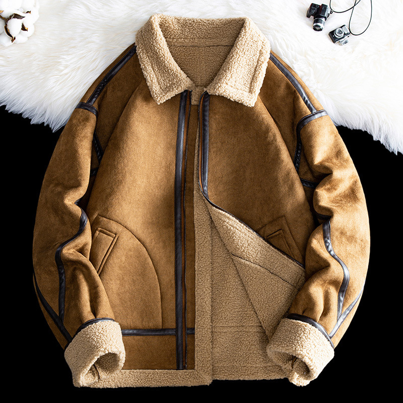 Herenkleding MF NY suède katoenen jas heren wintertrend in losse revers verdikte katoenen jas merk bont_voghion.com