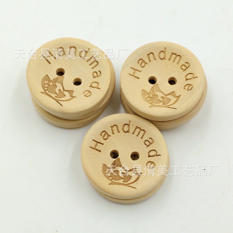 Botones redondos 15/20/25mm grabado láser hecho a mano amor botones de madera 100 unidades un paquete