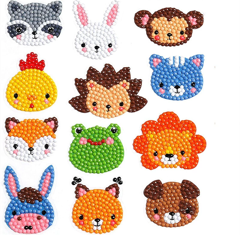 5D детский набор для алмазной мозаики sticker DIY, повседневные животные дизайны, разные размеры (наклейка и стразы)