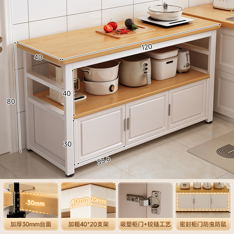 Nuevo estante de cocina, canasta de verduras multifuncional, banco de trabajo para cortar verduras, contra la pared, horno de microondas integrado, gabinete de lado estrecho de almacenamiento