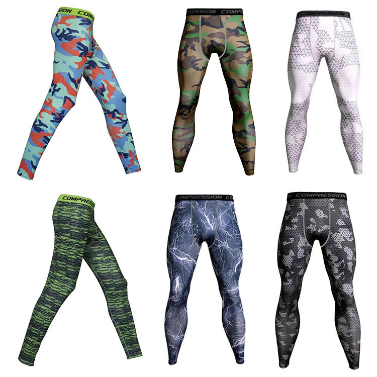 Sports Fitness trousers men's tight quick-drying leggings spring and autumn sports training basketball compression pants new printed pants Sports Fitness trousers men's tight quick-drying leggings spring and autumn sports training basketball compression pants new printed pants