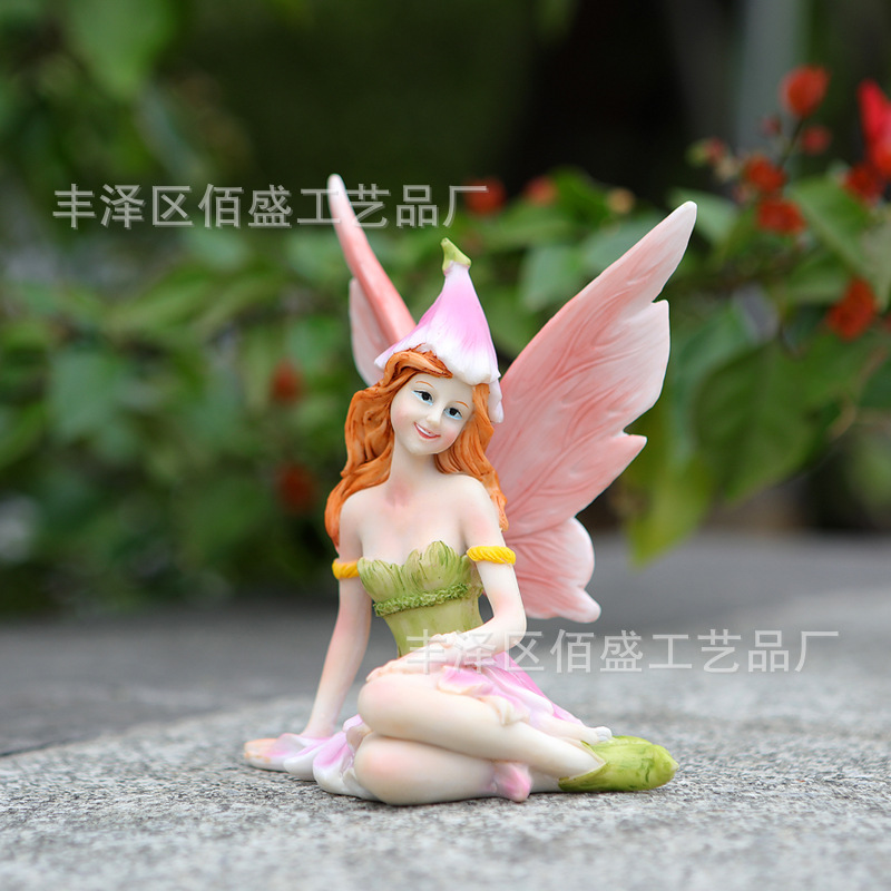 Artesanías de resina transfronterizas, flores sentadas, adornos de hadas, jardines, jardines, micro paisajes, decoraciones de jardín, estatuas