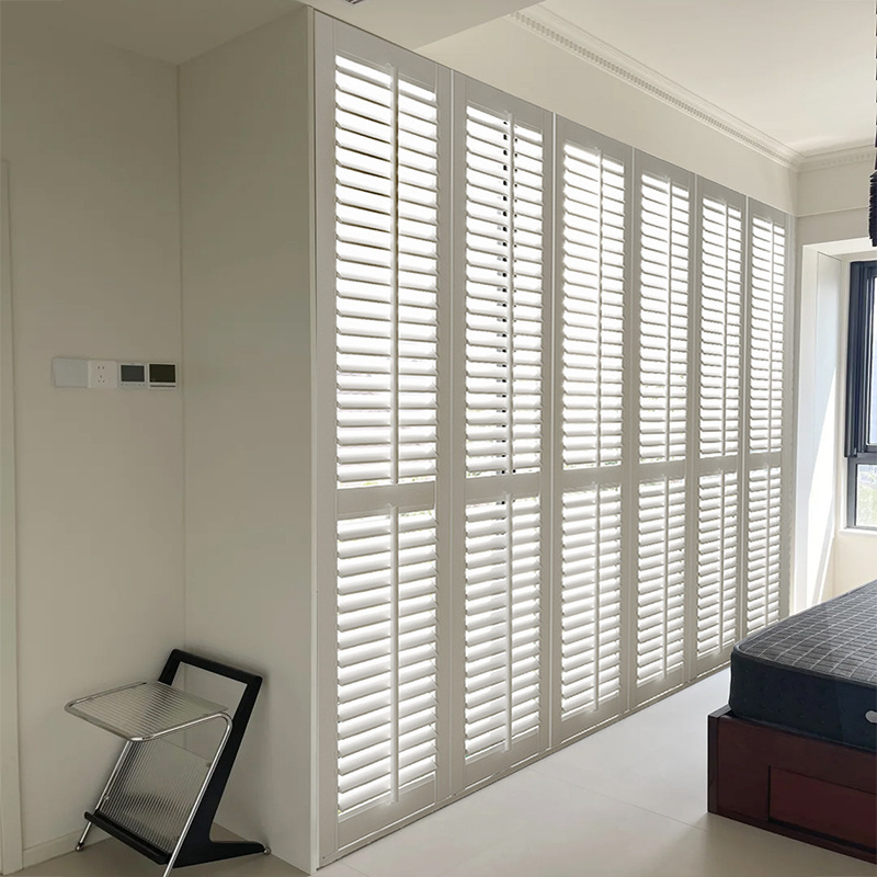 Solid Wood Blinds Breathable Doors and Windows Shutters Sliding Blinds Door Curtains Living Room Partition Bathroom Air Window Wardrobe