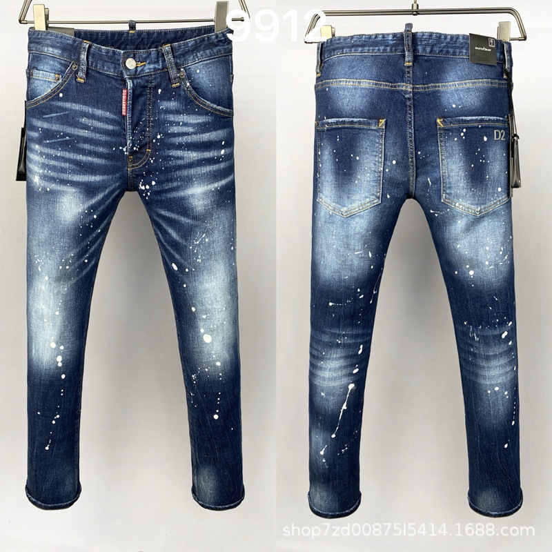 9912 Quadratic High Street Trendy Brand Jeans American Cross-border Men's Straight Jeans European Station Jeans 9912 Quadratic High Street Trendy Brand Jeans American Cross-border Men's Straight Jeans European Station Jeans