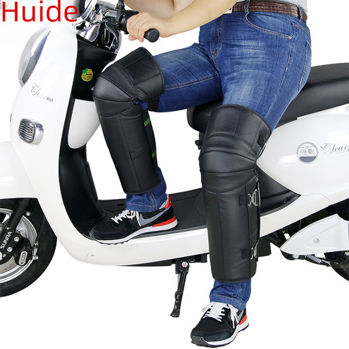 Leather Wool Motorcycle Knee Warmers Winter Riding Cold Windproof Electric Bike Knee Warmers Riding Warm for Men and Women