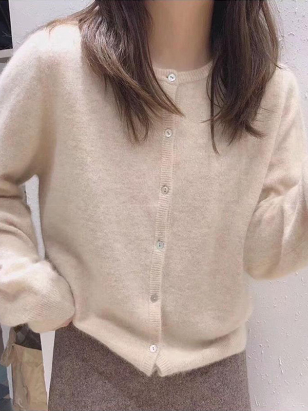韩版毛衣外套女慵懒风黑色针织衫空调开衫外穿上衣2025春秋装新款|undefined