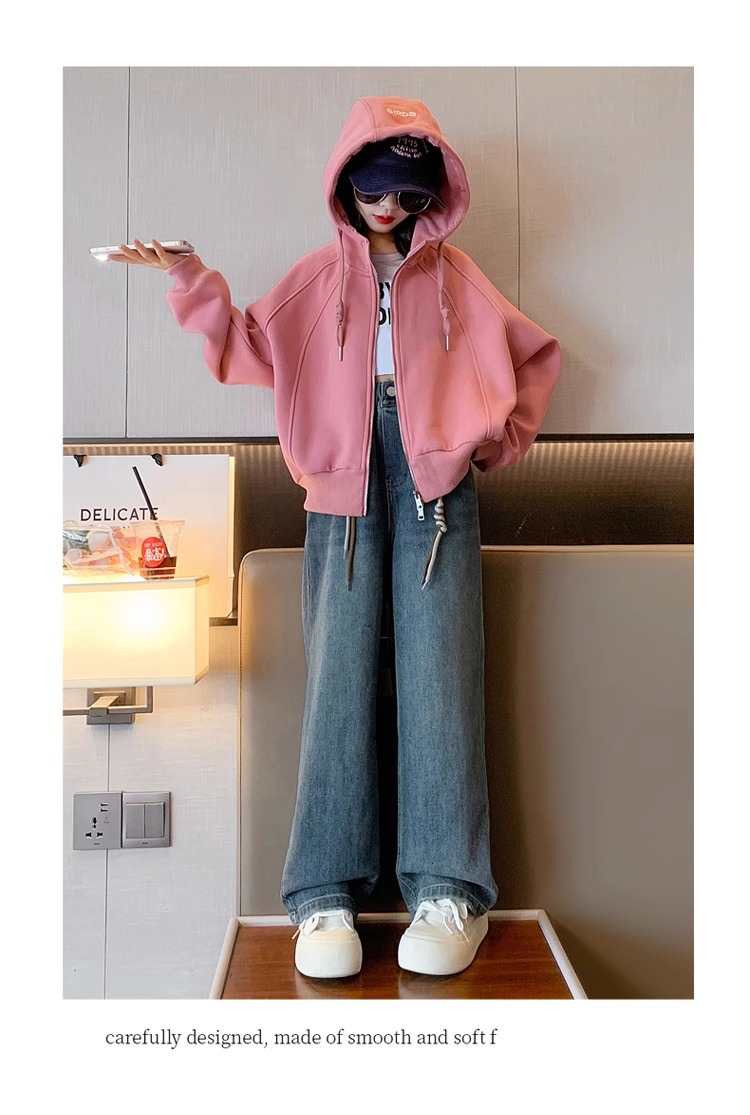 Ensemble sweatshirt cardigan ample à manches longues enfant_voghion.com