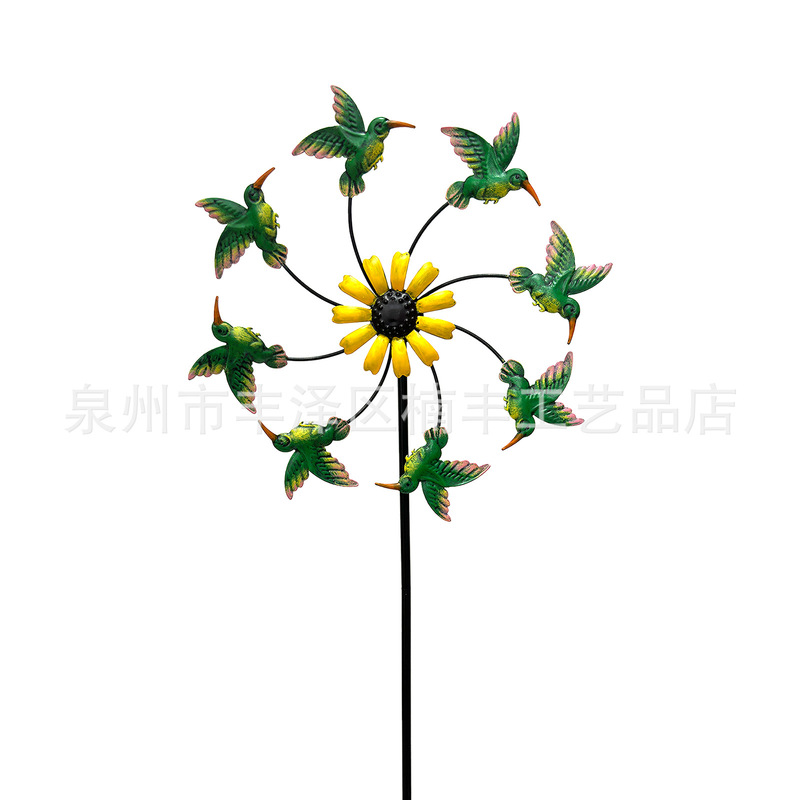 铁艺风车蜂鸟、蜜蜂、蝴蝶、抽象艺术风车金属铁艺风车家居花园庭|undefined