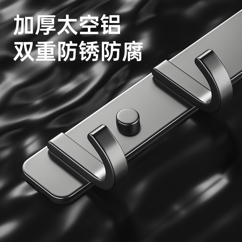 跨境免打孔壁挂式太空铝排钩门后挂钩挂衣架一排挂衣服浴室卫生间|undefined