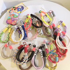 多巴胺純色編織手腕繩掛繩含夾片通用手機殼手腕帶手機掛繩鑰匙扣