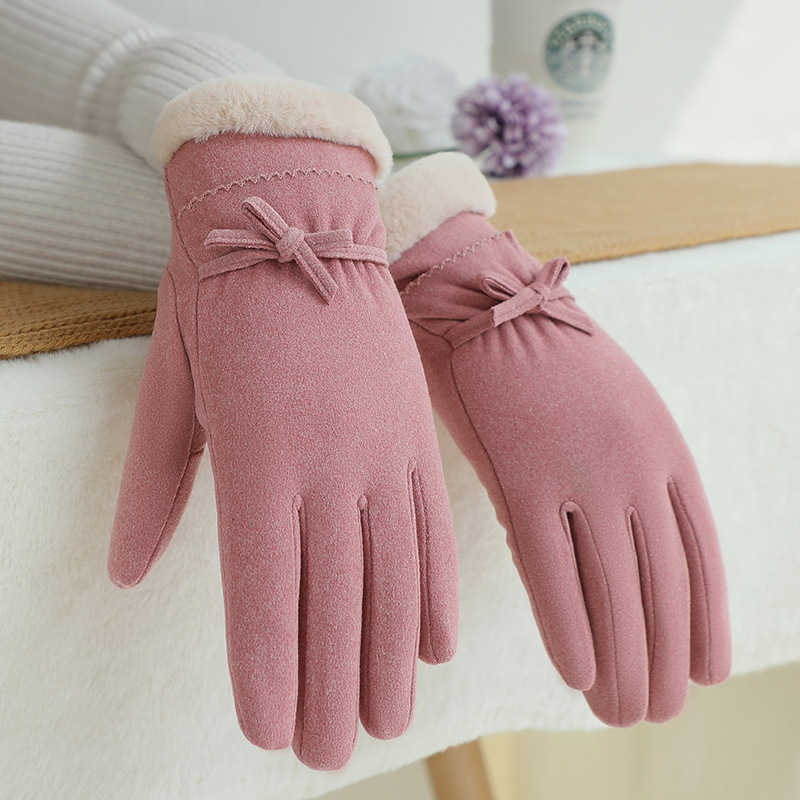 Guantes térmicos para mujer con forro polar para montar y conducir engrosados ciclismo a prueba de viento al aire libre de terciopelo a prueba de frío Otoño e Invierno guantes