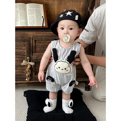 男の子の赤ちゃん服夏ジャンプスーツ新生児かわいい漫画ノースリーブカバーオール男の子夏ショートクローラースーツ