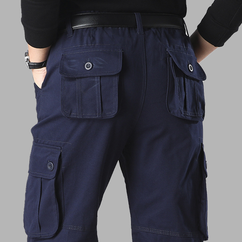 Comercio electrónico en el extranjero al por mayor pantalones casuales de los hombres fuertes resistentes al desgaste sueltos rectos multibolsillos sitio de construcción overoles DE TRABAJO