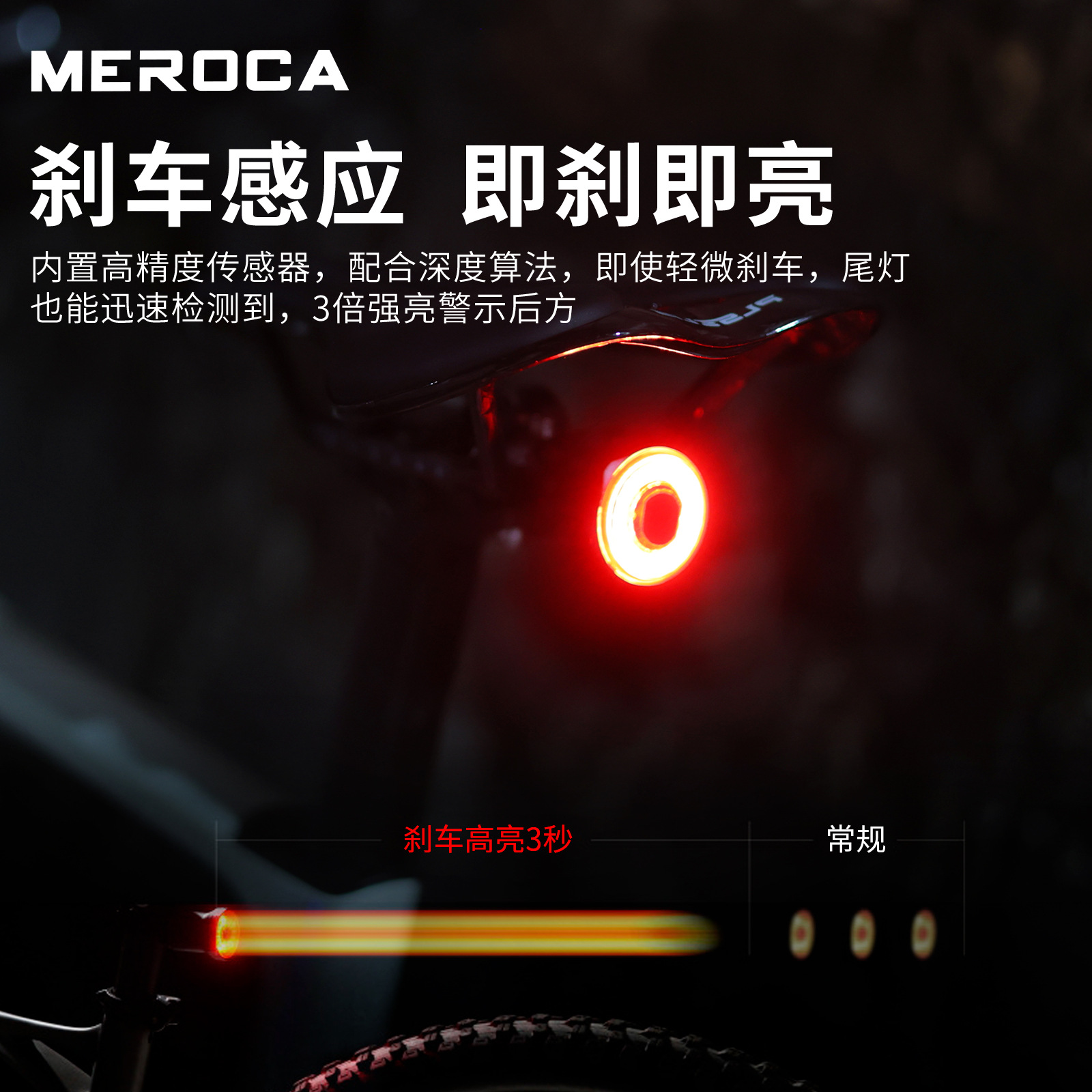 Transfronterizo de inducción de Freno Inteligente luz trasera bicicleta de carretera bicicleta de montaña luz de la bicicleta de carga USB luz trasera luz de advertencia