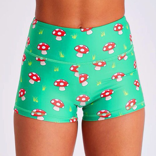 Cross-border foreign trade color printed dopamine sports fitness three-point shorts yoga wear elastic slimming belly and hip lift