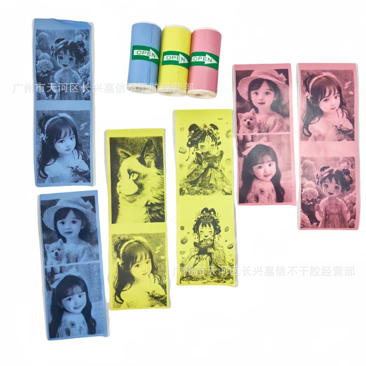 57*25喵喵机跨境迷你错题机热敏彩色不干胶打印纸可粘贴儿童拍立