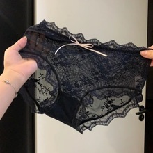 日系网纱舒适透气纯棉档中腰少女蕾丝内裤纯欲风性感透明内裤女生