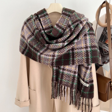 Invierno nuevo bufandas a cuadros de cachemira suave pegajosa flange collar retro grueso calentamiento al por mayor