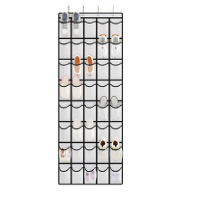 亚马逊新品40格无纺布门后菱形网布帽鞋靴子衣柜大号多层收纳挂袋
