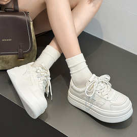 秋冬爆款真皮高帮鞋女2025新款百搭厚底小白鞋加绒运动休闲面包鞋