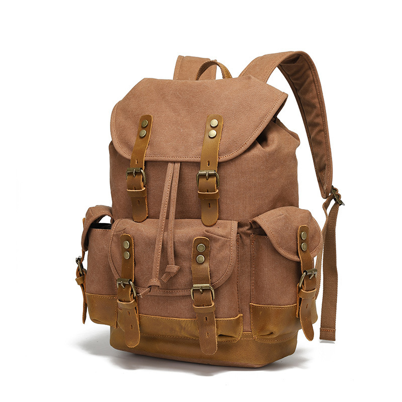 Mochila para hombres y mujeres mochilas deportivas al aire libre bolsa de viaje sobre cera lona impermeable bolsa de computadora de viaje al por mayor