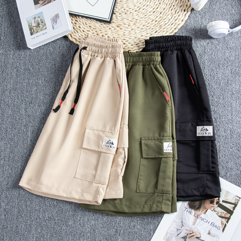 Tooling Shorts Summer Loose Drawstring Casual 2025 New Teenager Men's Straight Pants Comfortable Sports