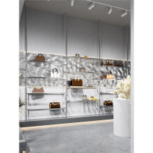 鞋店鞋架展示架上墙立柱子组合不锈钢银色拉丝鞋货架服装店包包架