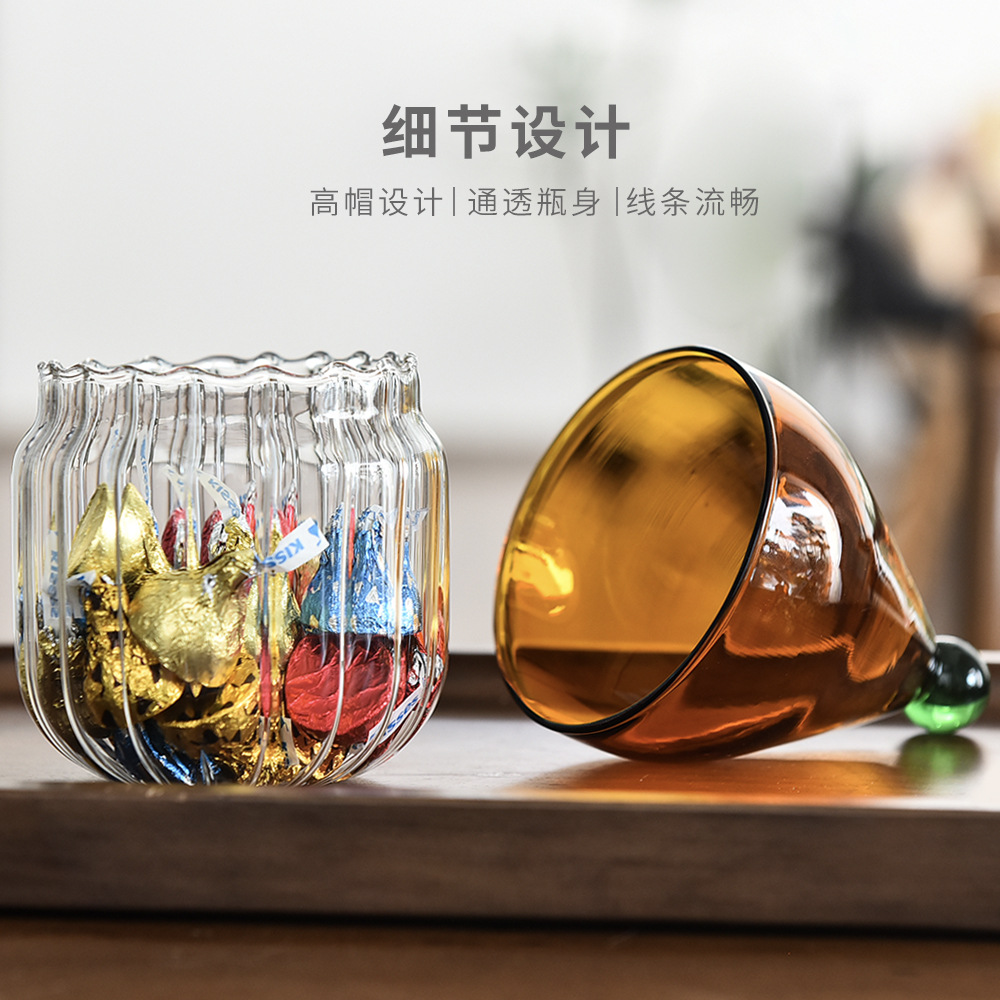 Tarro de dulces de sombrero navideño Tarro de dulces de colores de alto valor con tapa Botella de almacenamiento de cocina Taza de caramelo Decoración creativa