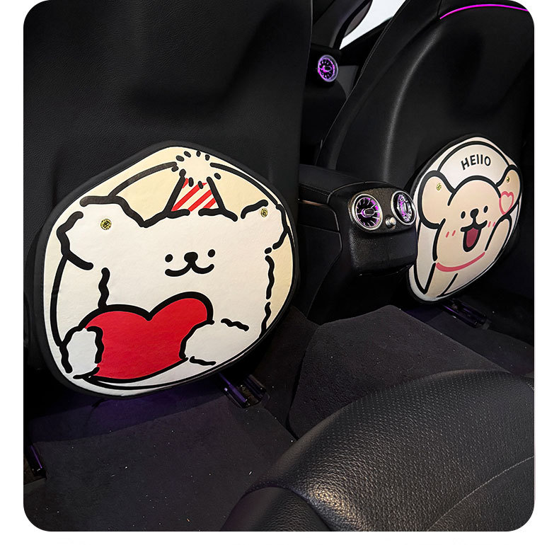Car Seat Back Anti-Kick Pad for Women Cute Line Puppy Car Leather Seat Back Anti-Fouling Pad Cartoon Protective Pad