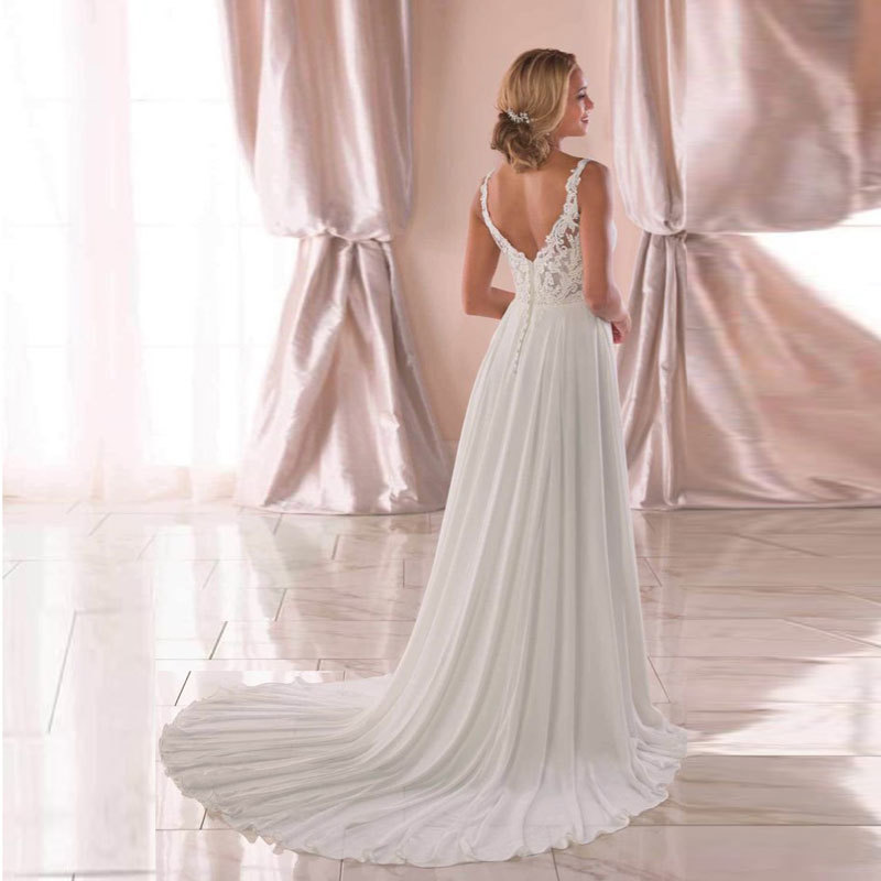 Comercio exterior europeo y americano Amazon AliExpress deseo nuevo encaje vestido de novia gasa vestido de novia