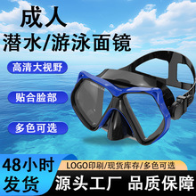 跨境新款成人潜水镜浮潜游泳男女大框硅胶面镜潜水面罩潜水泳镜