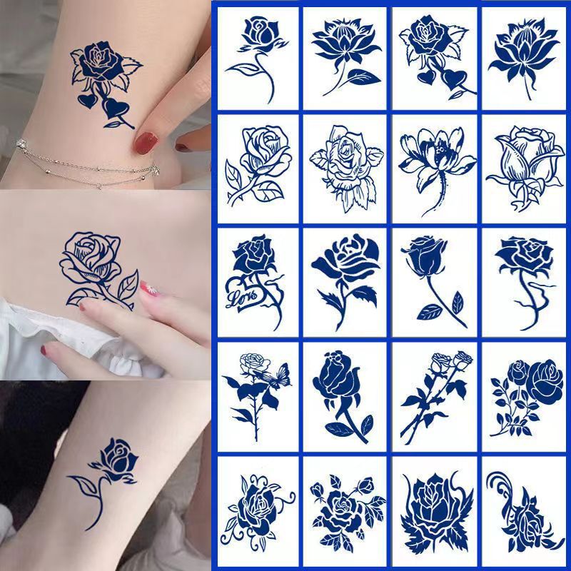 Tattoo Sticker Juice Sticker Herbal Semi-permanent Waterproof non-reflective Butterfly Flower Bianhua Finger Chest Arm Finger