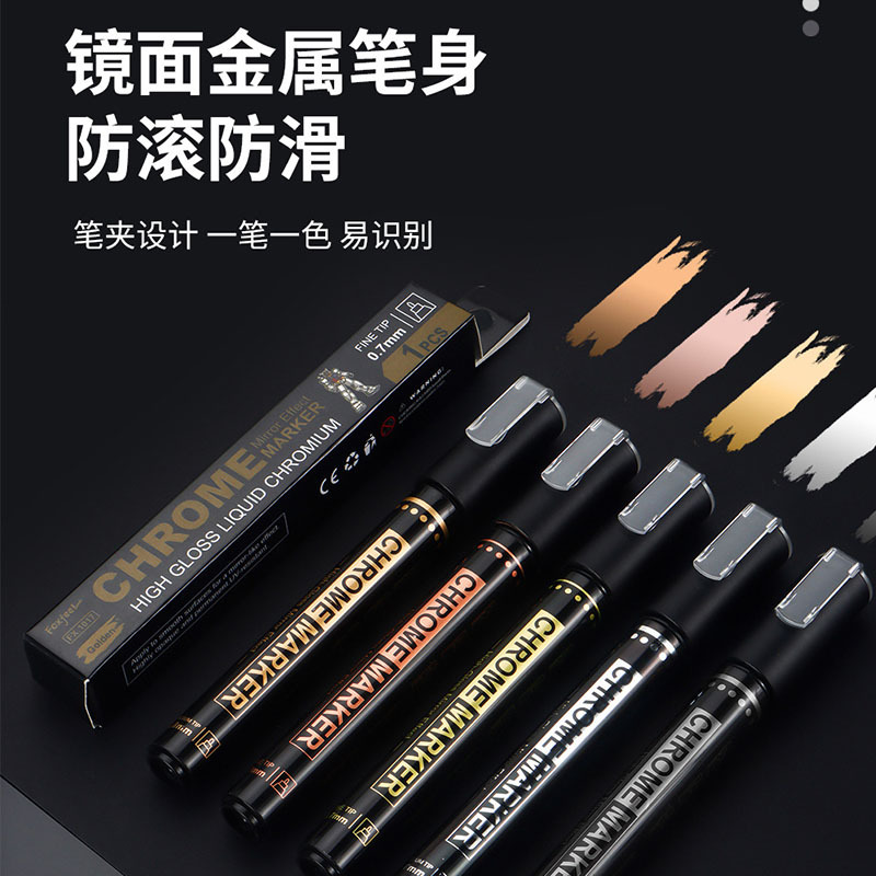 Electroplated Marker Pen Mirror Silver Metal Chrome Pen Touch-Up Pen for Model Repair DIY Paint Pen