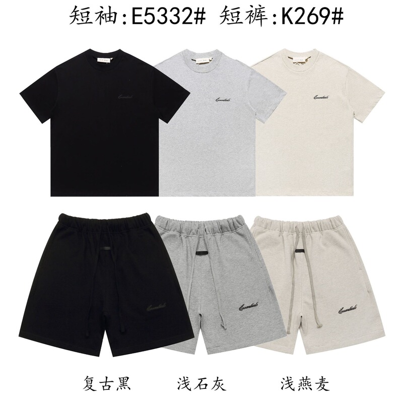 ESS American niche streetwear brand, 2026 spring/summer casual short-sleeve T-shirt, unisex, featuring FOG print, retro lettering, and a round neckline ESS American niche streetwear brand, 2026 spring/summer casual short-sleeve T-shirt, unisex, featuring FOG print, retro lettering, and a round neckline